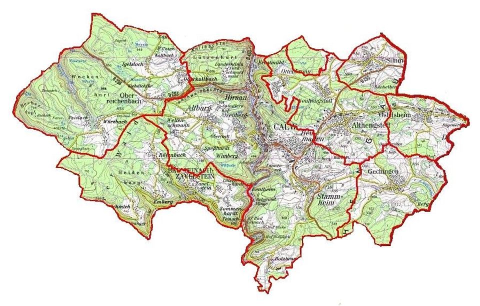 Einsatzgebiet des DRK Ortsverein Calw e.V.
